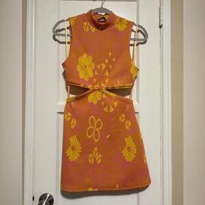 Zara Pink and Yellow Floral Mini Dress